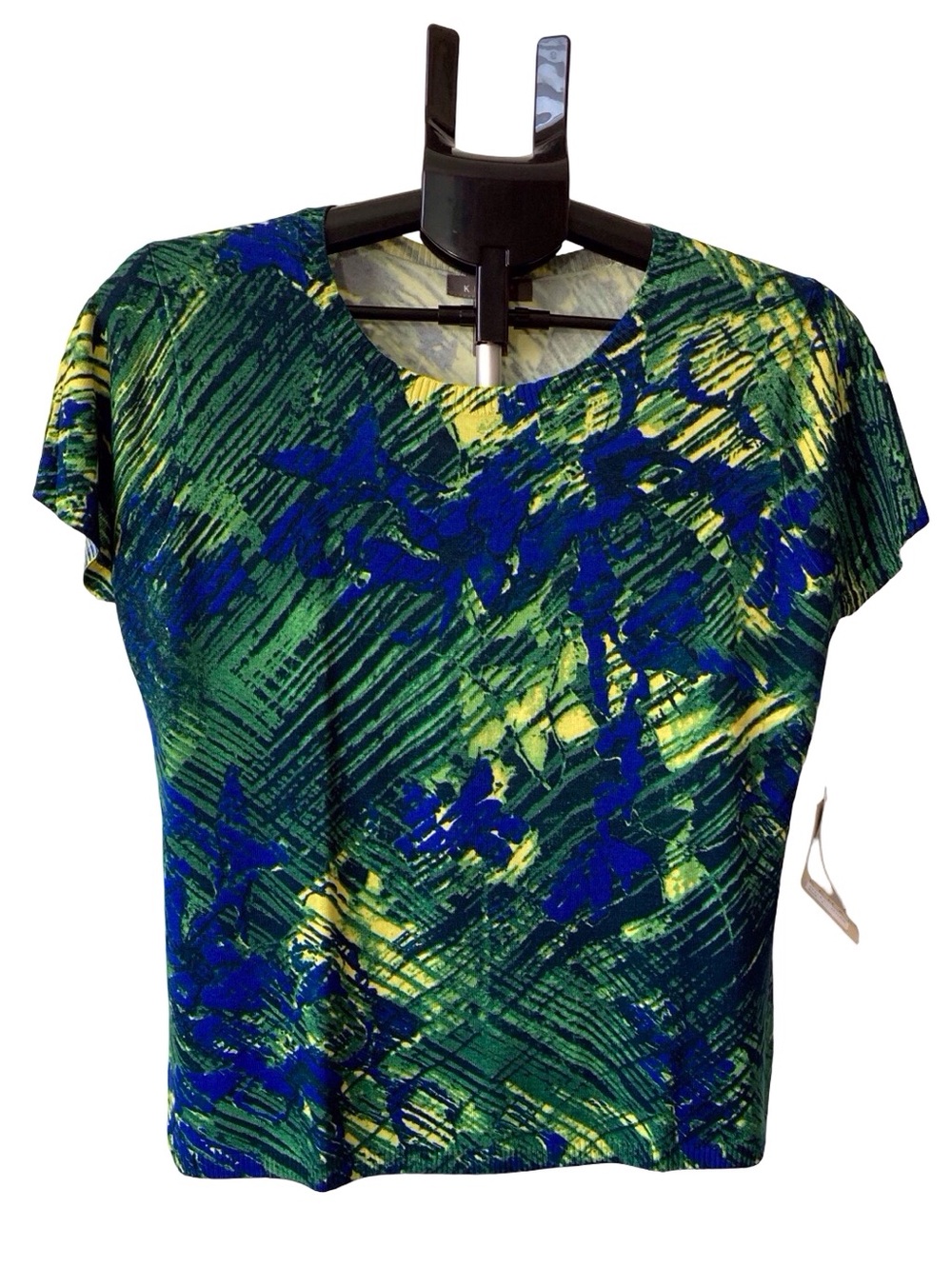 Kenar Abstract Silk Blend Sweater L NWT Green Blue Yellow